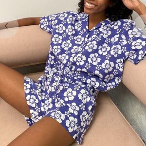 Holiday The Label Happy Hibiscus Linen Set Resort Shirt & Shorts Co-ord